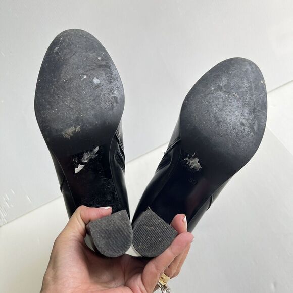 Annabella Boots Women’s Size 8 EU 39 Black Leather Side Zip Block Heel - Picture 8 of 11